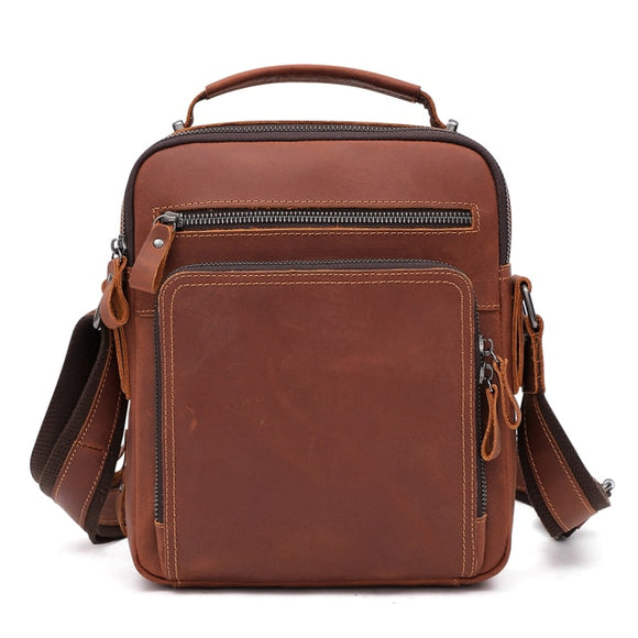 JOYIR New Genuine Leather Men Vintage Handbags Small Flap Crossbody Bag - Brite